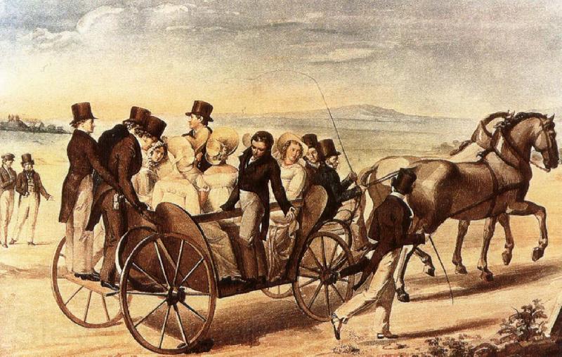 franz von schober schubert is walking behind the carriage Germany oil painting art